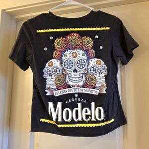 ModelCo Black Tee with White Modelo Logo Print